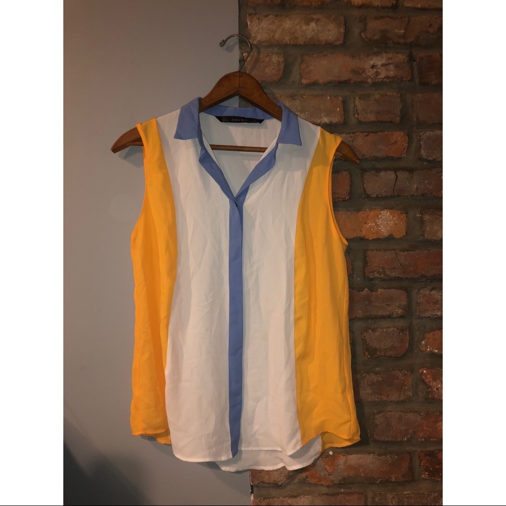 ZARA Basics Block Colored Collared Shirt, Size S